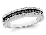 1/2 Carat (ctw) Black and White Diamond Band Ring in Sterling Silver